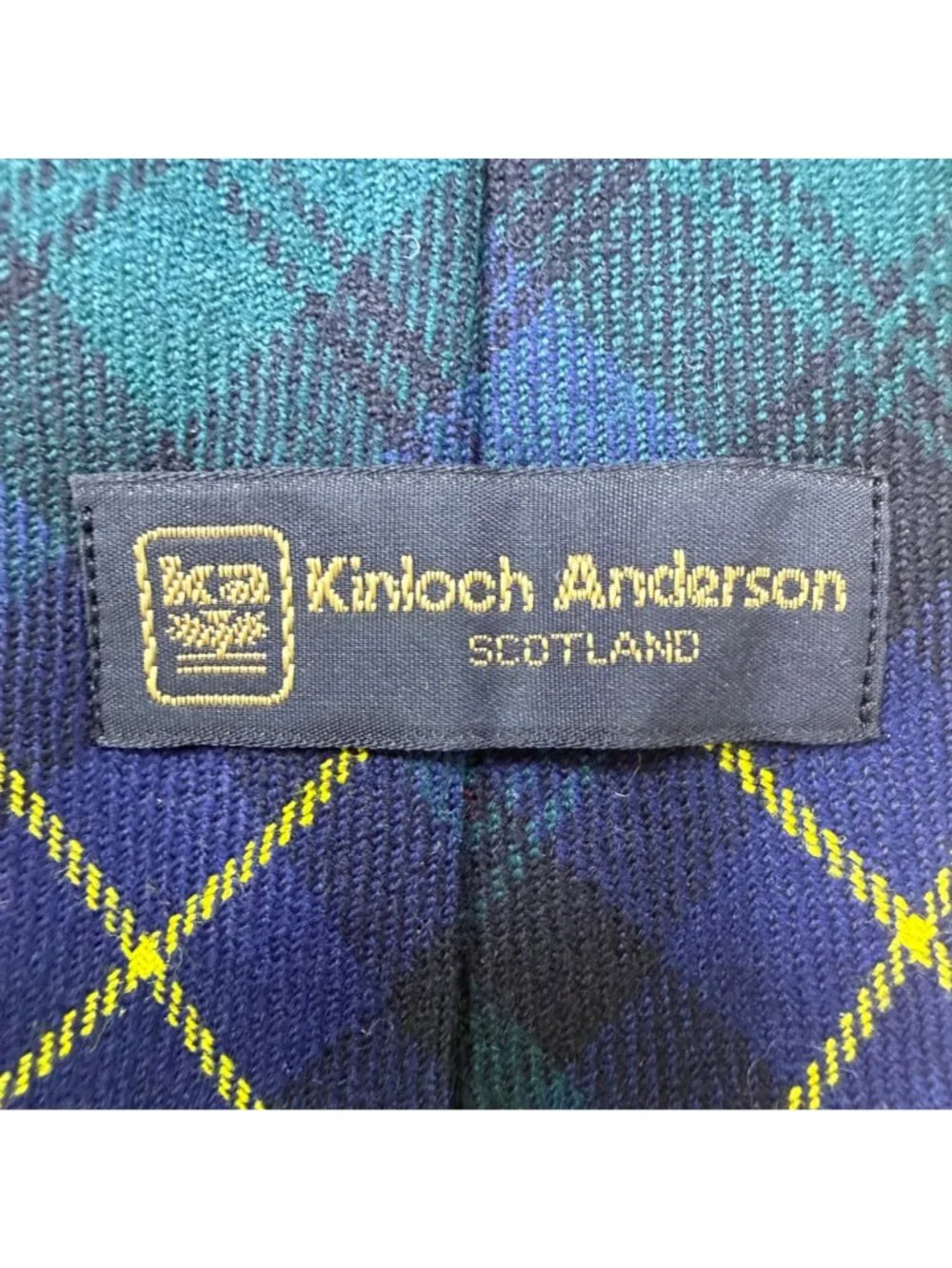 Kinloch Anderson Mens Blue & Yellow Wool Tartan Pattern Tie